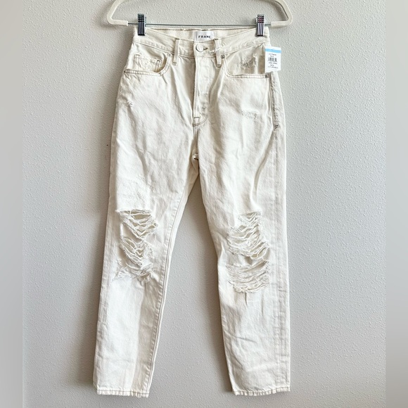 NWT Frame Le Original High Rise Straight Fit Jeans in Off White Size 24 - Picture 3 of 8